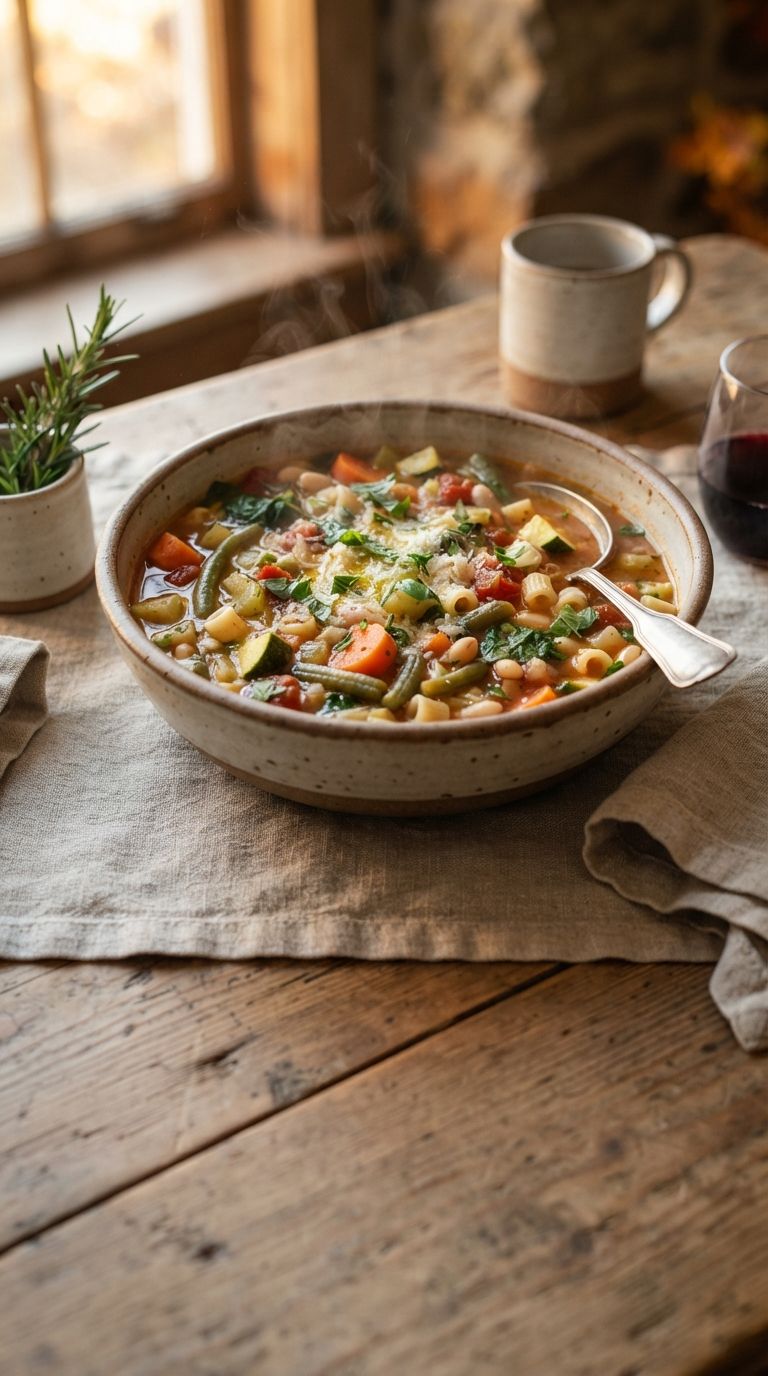 Una ciotola di minestrone di verdure